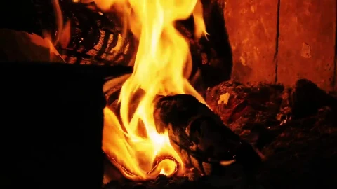 Stock Video Firewood Burning In The Fireplace Live Wallpaper For PC - Free Live Wallpaper