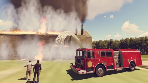 Stock Video Firefighters Putting Out A Burning Building In D Live Wallpaper For PC - Free Live Wallpaper