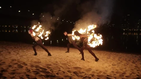 Stock Video Fire Jugglers On A Beach Live Wallpaper For PC - Free Live Wallpaper