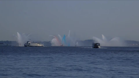 Stock Video Fire Boats Spraying Live Wallpaper For PC - Free Live Wallpaper