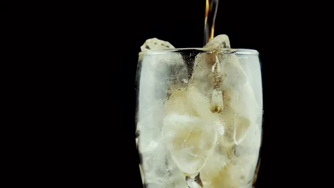 Stock Video Filling A Glass With Ice And Soda On A Dark Live Wallpaper For PC - Free Live Wallpaper