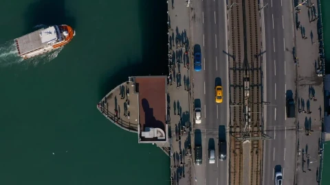 Stock Video Ferry Going Under A Bridge Live Wallpaper For PC - Free Live Wallpaper
