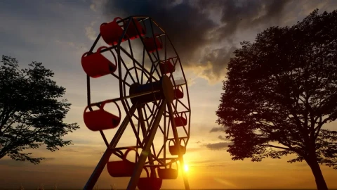 Stock Video Ferris Wheel At Sunset D Animation Live Wallpaper For PC - Free Live Wallpaper