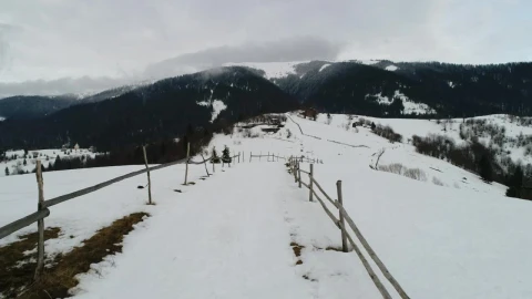 Stock Video Fenced Path In The Snowy Mountains Live Wallpaper For PC - Free Live Wallpaper