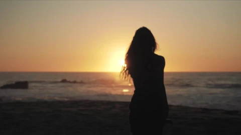 Stock Video Female Silhouette On The Beach Live Wallpaper For PC - Free Live Wallpaper
