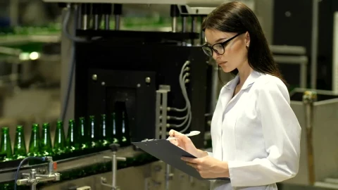 Stock Video Female Inspector Checking Beer Production Live Wallpaper For PC - Free Live Wallpaper
