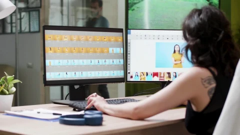 Stock Video Female Editor Working On A Video Live Wallpaper For PC - Free Live Wallpaper