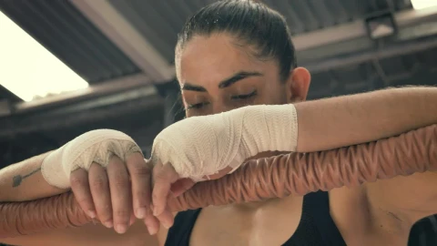 Stock Video Female Boxer Resting After Her Training Live Wallpaper For PC - Free Live Wallpaper