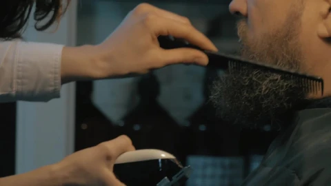 Stock Video Female Barber Trimming A Long Beard Live Wallpaper For PC - Free Live Wallpaper