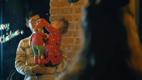 Stock Video Father Mother And Daughter At Home At Christmas Live Wallpaper For PC - Free Live Wallpaper