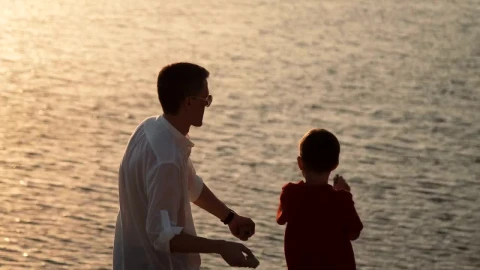 Stock Video Father And Son Throwing Rocks At The Lake Live Wallpaper For PC - Free Live Wallpaper