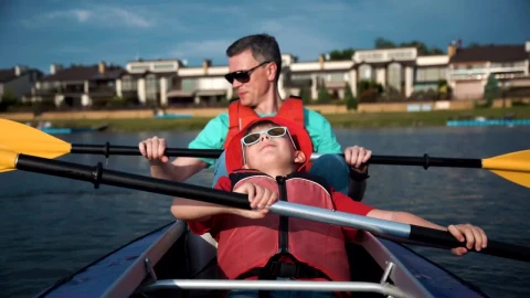 Stock Video Father And Son Doing Kayak In The Lake Live Wallpaper For PC - Free Live Wallpaper