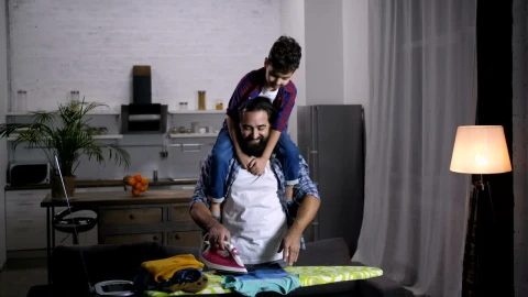 Stock Video Father And Son Doing Household Chores Live Wallpaper For PC - Free Live Wallpaper