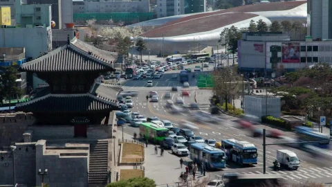 Stock Video Fast Traffic On The Street In Downtown Korea Live Wallpaper For PC - Free Live Wallpaper