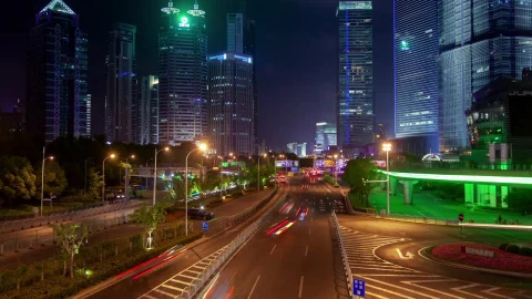 Stock Video Fast Traffic On A Shanghai Road At Night Live Wallpaper For PC - Free Live Wallpaper