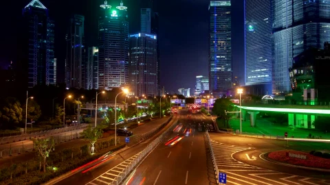 Stock Video Fast Traffic In Shanghai Highway At Night Live Wallpaper For PC - Free Live Wallpaper