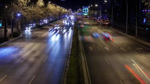 Stock Video Fast Traffic On A Beijing Road At Night Live Wallpaper For PC - Free Live Wallpaper