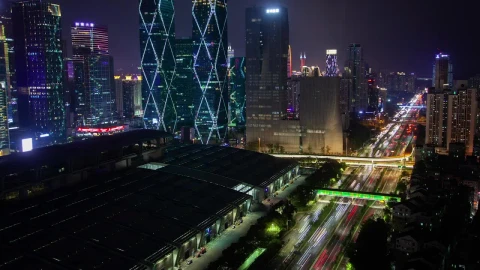 Stock Video Fast Traffic And Skyscrapers On A Shenzhen Night Live Wallpaper For PC - Free Live Wallpaper