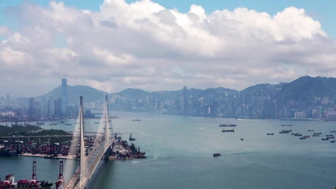 Stock Video Famous Hong Kong Bridge And Cityscape Live Wallpaper For PC - Free Live Wallpaper