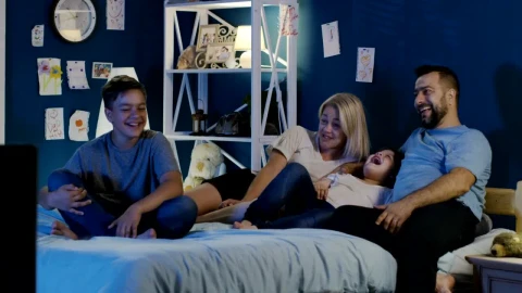 Stock Video Family Watching The Tv In The Bedroom Live Wallpaper For PC - Free Live Wallpaper