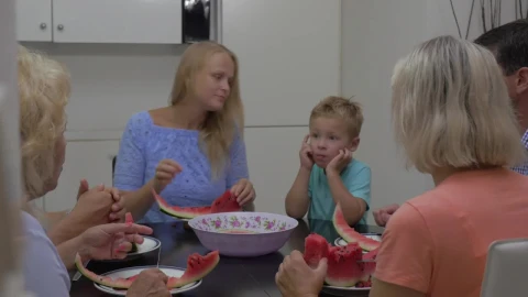 Stock Video Family Sharing A Watermelon Live Wallpaper For PC - Free Live Wallpaper