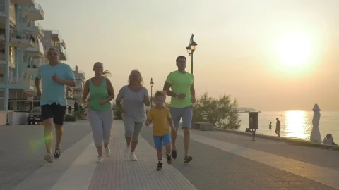 Stock Video Family Running By The Waterfront Live Wallpaper For PC - Free Live Wallpaper