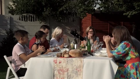 Stock Video Family Praying Before The Meal In The Garden Live Wallpaper For PC - Free Live Wallpaper