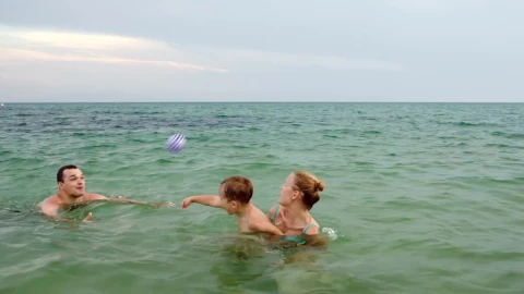 Stock Video Family Playing With A Ball In The Shore Live Wallpaper For PC - Free Live Wallpaper