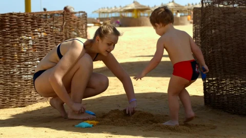 Stock Video Family Playing On The Beach During A Vacation Live Wallpaper For PC - Free Live Wallpaper