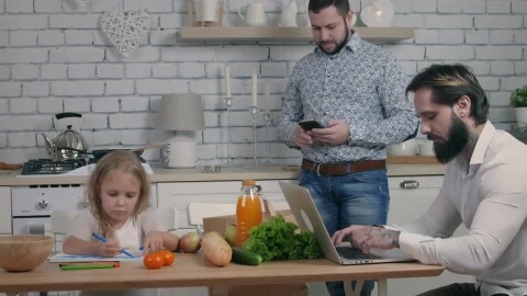 Stock Video Family In The Kitchen Using Gadgets Live Wallpaper For PC - Free Live Wallpaper