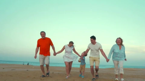Stock Video Family Holding Hands At The Beach Live Wallpaper For PC - Free Live Wallpaper