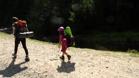 Stock Video Family Hiking Through A Dirt Road Live Wallpaper For PC - Free Live Wallpaper