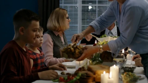 Stock Video Family Enjoying Thanksgiving Dinner Live Wallpaper For PC - Free Live Wallpaper