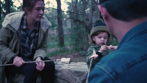 Stock Video Family Eating Roasted Marshmallows In A Forest Live Wallpaper For PC - Free Live Wallpaper