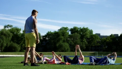 Stock Video Family Doing Exercise Together In The Park Live Wallpaper For PC - Free Live Wallpaper