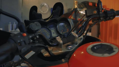 Stock Video Handlebars Of A Motorcycle In A Mechanical Workshop Live Wallpaper For PC - Free Live Wallpaper