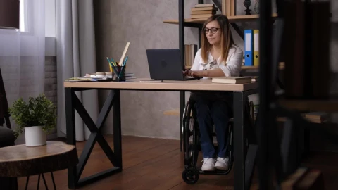 Stock Video Handicapped Woman Working From Home Live Wallpaper For PC - Free Live Wallpaper