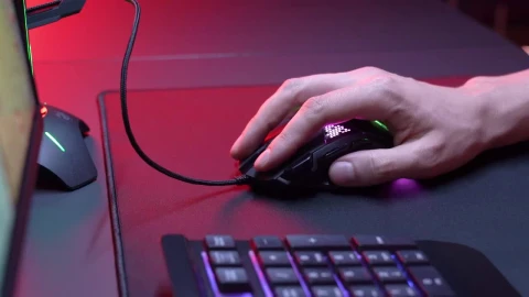Stock Video Hand Using A Gaming A Neon Lights Mouse Live Wallpaper For PC - Free Live Wallpaper
