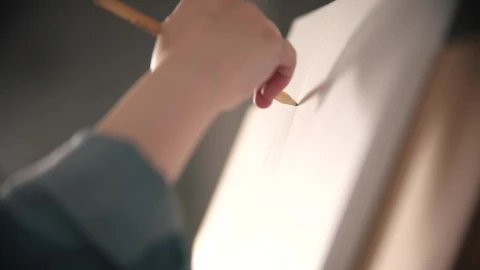 Stock Video Hand Of An Artist Drawing On A Canvas Live Wallpaper For PC - Free Live Wallpaper