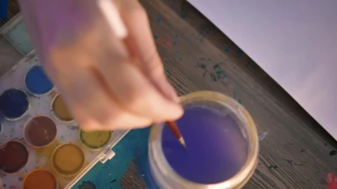 Stock Video Hand Of A Woman Painting With Watercolors Live Wallpaper For PC - Free Live Wallpaper