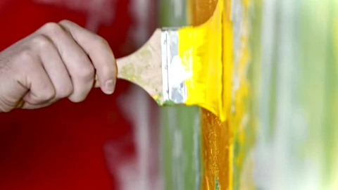 Stock Video Hand Of A Painter Painting A Wall With A Brush Live Wallpaper For PC - Free Live Wallpaper