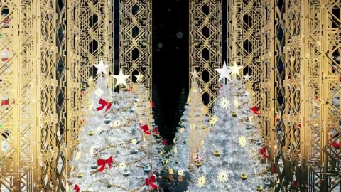 Stock Video Hallway With Christmas Trees D Animation Live Wallpaper For PC - Free Live Wallpaper