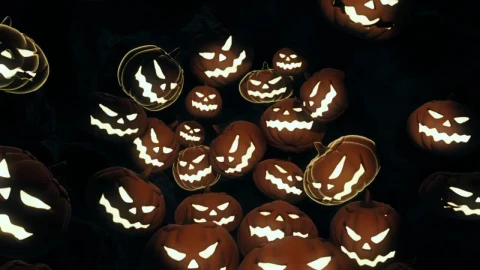 Stock Video Halloween Pumpkins Falling In The Dark Live Wallpaper For PC - Free Live Wallpaper