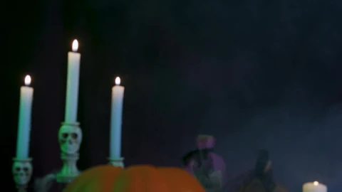 Stock Video Halloween Pumpkin Skulls Candles And Cobwebs With A Black Background Live Wallpaper For PC - Free Live Wallpaper