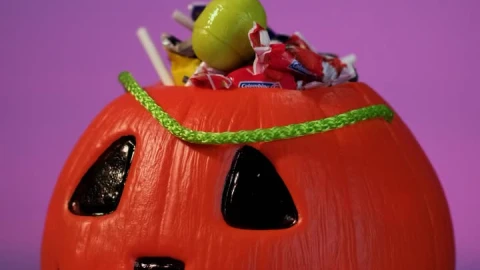 Stock Video Halloween Pumpkin Basket Full Of Candy Live Wallpaper For PC - Free Live Wallpaper