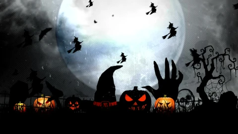 Stock Video Halloween D Animation On The Cemetery At Night Live Wallpaper For PC - Free Live Wallpaper
