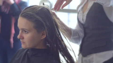 Stock Video Hairstylist Drying Womans Long Hair Live Wallpaper For PC - Free Live Wallpaper
