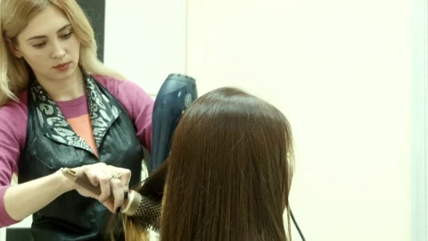 Stock Video Hairstylist Drying The Hair Of The Client Live Wallpaper For PC - Free Live Wallpaper