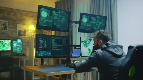 Stock Video Hacker Raising His Hands In Success Live Wallpaper For PC - Free Live Wallpaper