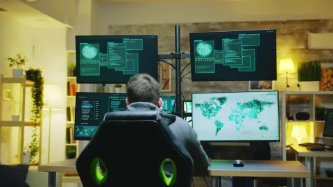 Stock Video Hacker Celebrating A Successful Breach Live Wallpaper For PC - Free Live Wallpaper